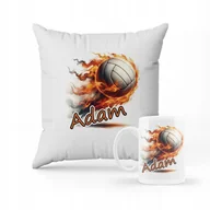 Gadżety dla niej i dla niego - ZESTAW PODUSZKA + KUBEK Prezent PIŁKA SIATKÓWKA VOLLEYBALL + IMIĘ - miniaturka - grafika 1