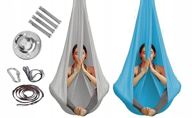 HAMAK do JOGI CHUSTA AKROBATYCZNA AERIAL z HAKIEM MOCNA Trening