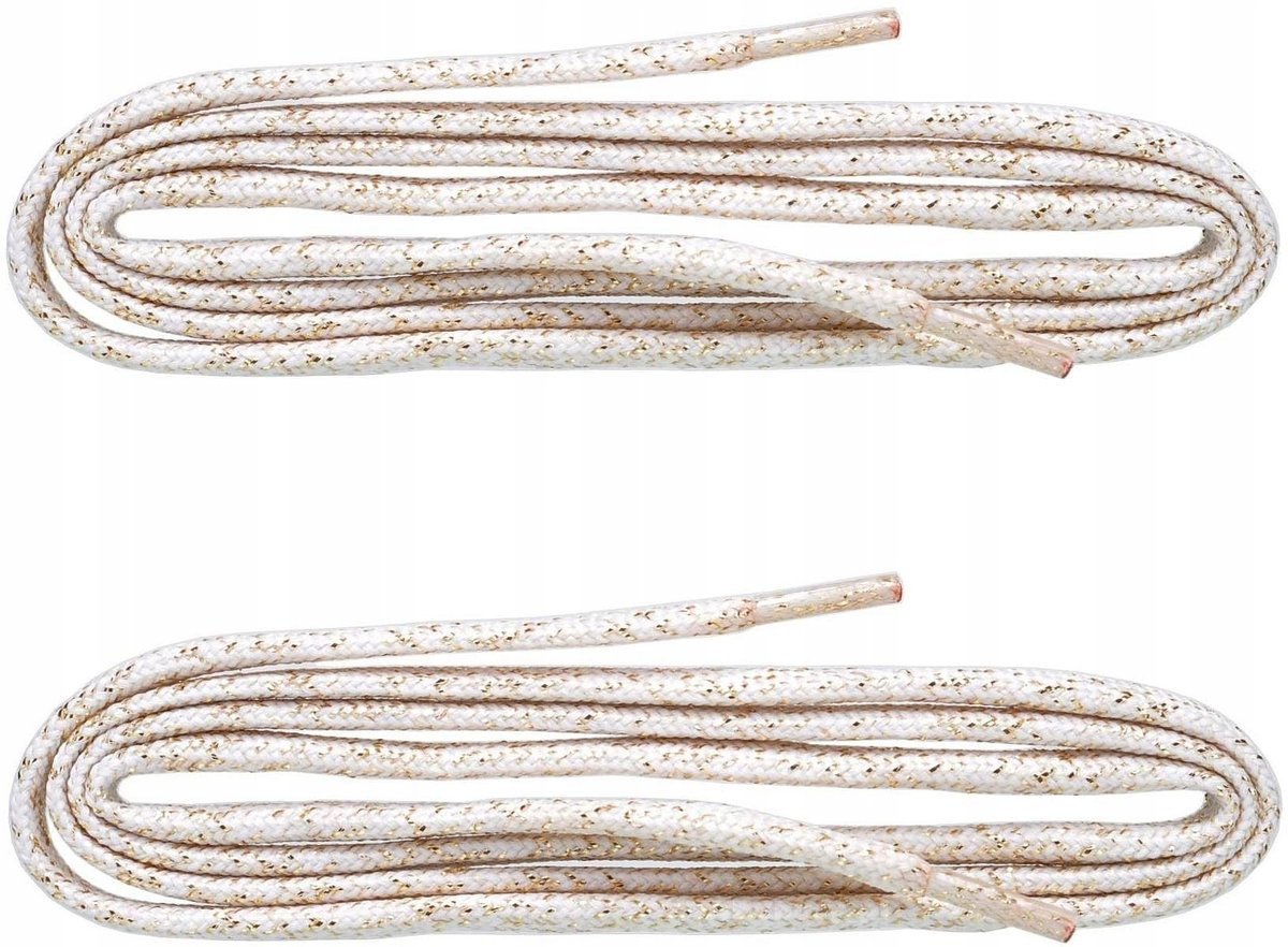 G12-60 BIAŁO-ZŁOTE BŁYSZCZĄCE SZNUROWADŁA + 120 cm