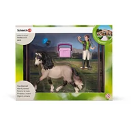 Figurki dla dzieci - Schleich 42270 Zestaw do pielęgnacji koni andaluzyjskich - miniaturka - grafika 1