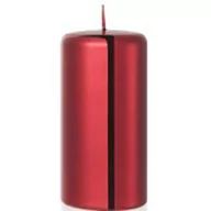 Świece - FEM Candles dekoracyjna świeca słupek metalizowana 150/70 mm - Czerwona - miniaturka - grafika 1
