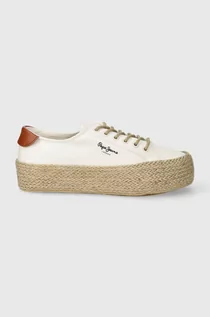 Espadryle damskie - Pepe Jeans espadryle PLS10412 kolor biały KYLE CLASSIC - grafika 1