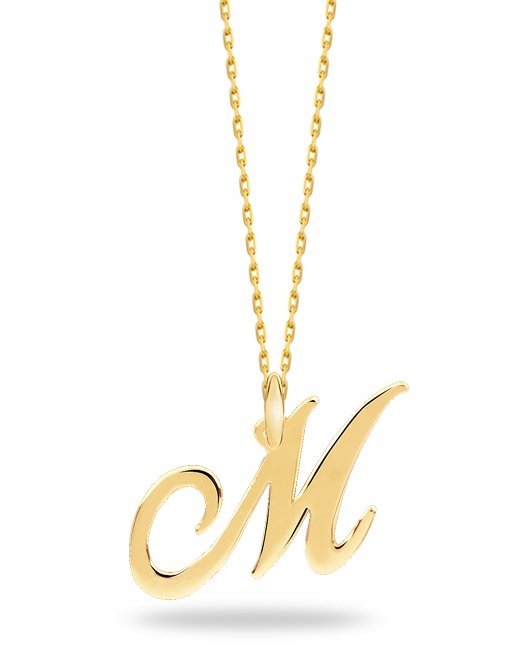 ZŁOTA KOMPLET ZAWIESZKA ŁAŃCUSZEK LITERKA M 333