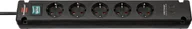 Przedłużacze i rozgałęźniki - Brennenstuhl 1150660415 rozgałęziacz 3 m 5 x gniazdo sieciowe Czarny - miniaturka - grafika 1