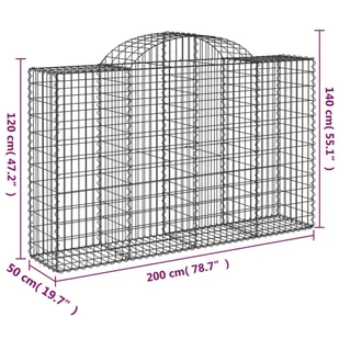 vidaXL Kosze gabionowe, 5 szt, 200x50x120/140 cm, galwanizowane żelazo - Ogrodzenia - miniaturka - grafika 7