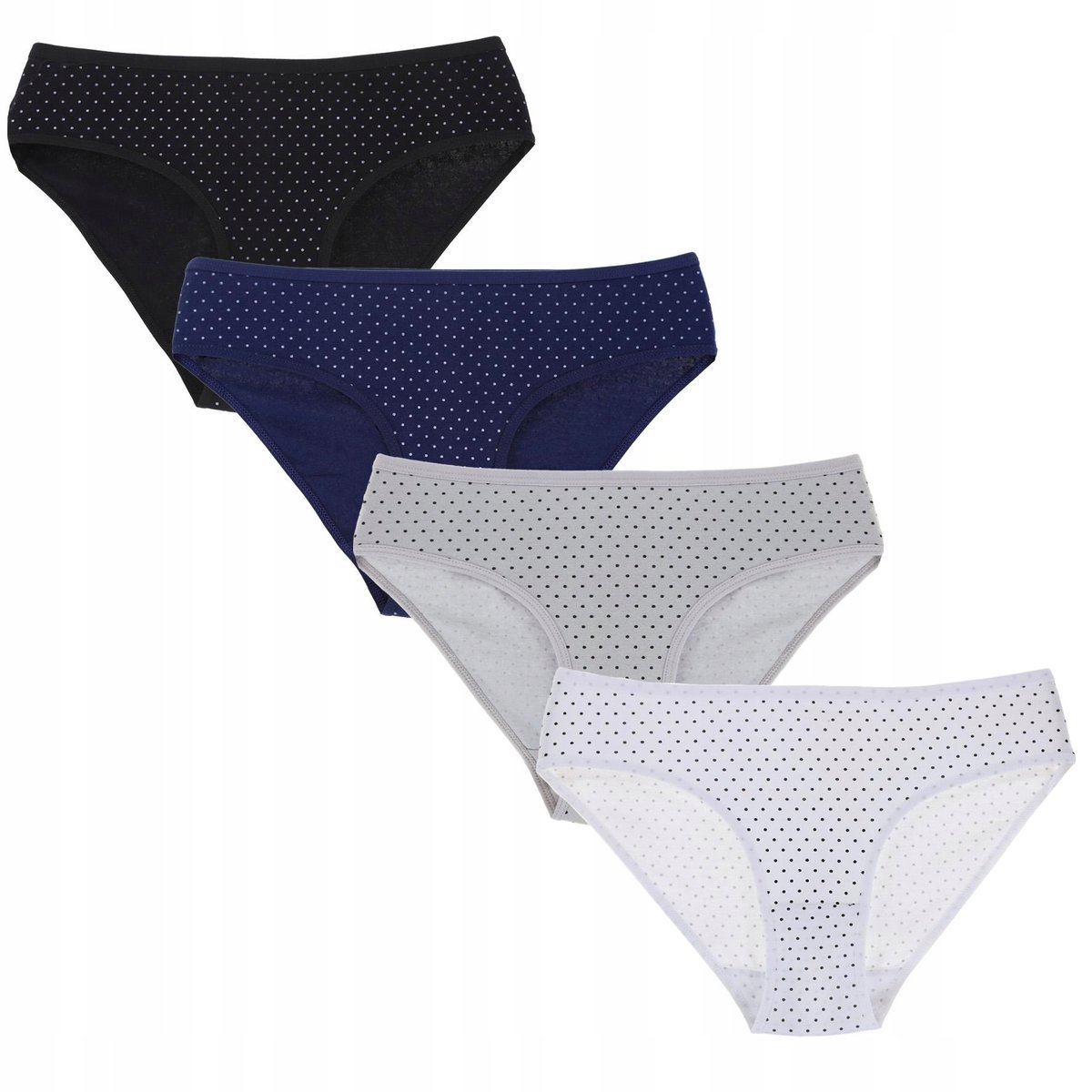FIGI MAJTKI DAMSKIE W Kropki MORAJ 4 Pak 4szt r. L