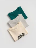 Koszulki dla chłopców - Reserved - Bawełniany t-shirt oversize 3 pack - jasnoszary - miniaturka - grafika 1