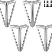 Zawiasy, okucia i inne akcesoria - Zestaw 4 metalowych nóg meblowych z pustym wnętrzem - 15 cm - metalowe nogi stołowe - do mebli DIY, nóg szafek i sof - srebrny - miniaturka - grafika 1