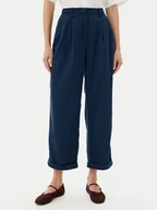Spodnie damskie - Tommy Hilfiger Spodnie materiałowe WW0WW45589 Granatowy Relaxed Fit - miniaturka - grafika 1