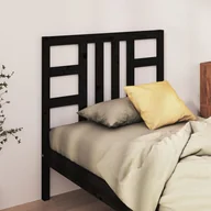 Inne meble do sypialni - Lumarko Wezgłowie łóżka, czarne, 81x4x100 cm, lite drewno sosnowe - miniaturka - grafika 1