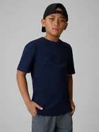Koszulki dla chłopców - 4F T-shirt regular z nadrukiem chłopięcy - granatowy 164 (13-14 lat) - miniaturka - grafika 1