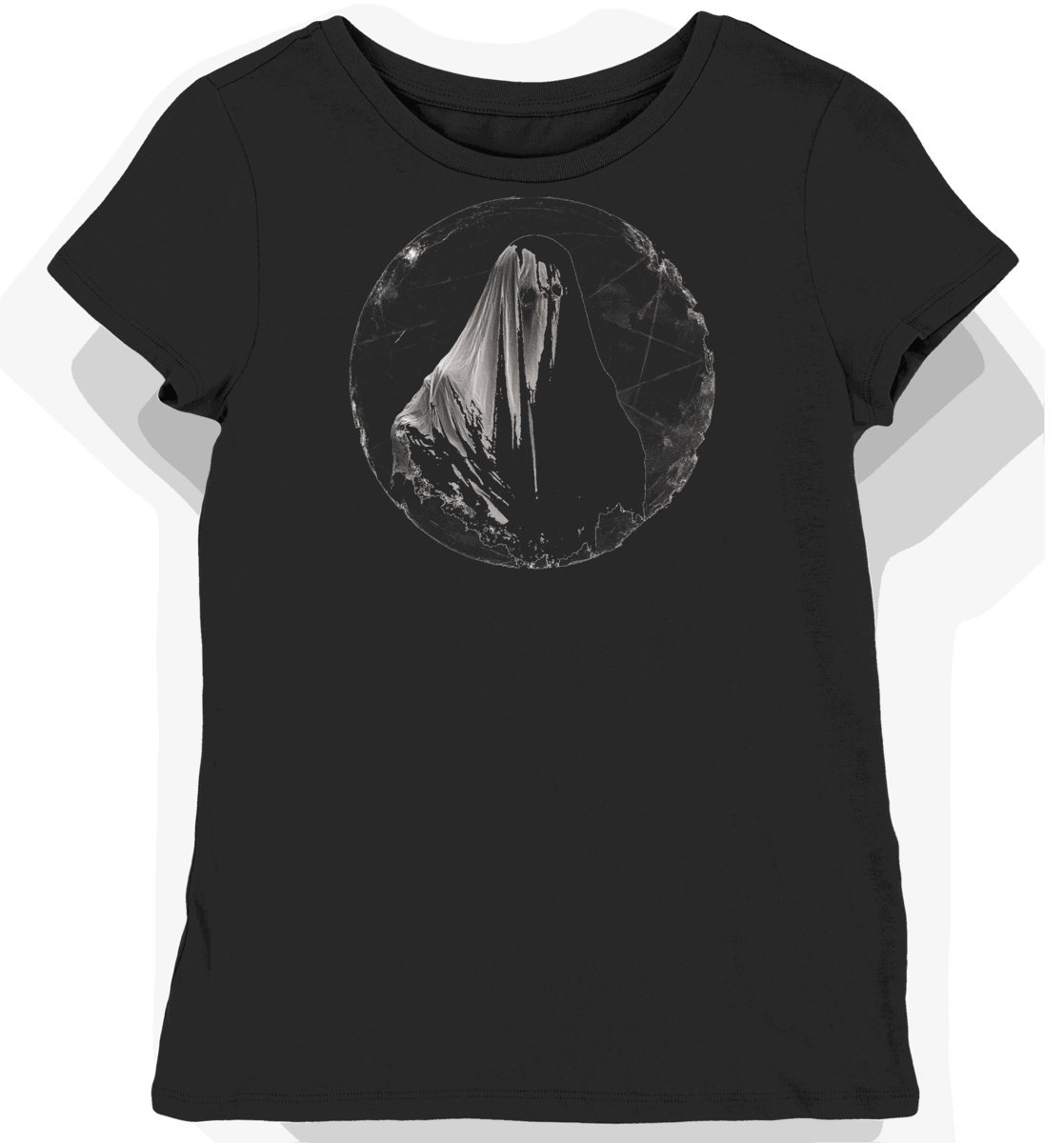 Koszulka damska czarna z motywem gotyckim i koronką XL