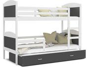Łóżka dla dzieci i młodzieży - Łóżko piętrowe 190x80 białe szare MATEUSZ 3 - miniaturka - grafika 1