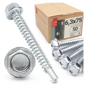 Wkręty - Wkręty do metalu samowiercące z łbem na klucz 6,3x75mm 50szt. - miniaturka - grafika 1