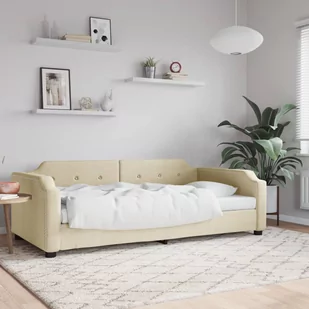 vidaXL Sofa z funkcją spania, kremowe, 90x200 cm, obita tkaniną - Sofy i kanapy - miniaturka - grafika 1