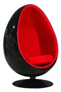 Fotele - Fotel wypoczynkowy OVALIA BLACK czerwony - miniaturka - grafika 1