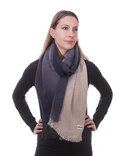 Dip Dye szal miękkie ponczo szalik niebieski i kremowy prezent pakowany, BEŻOWY, 185cm x 55cm - Apaszki i szaliki damskie - miniaturka - grafika 1