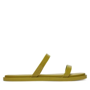 Klapki Calvin Klein Double Bar Slide - Jelly HW0HW02417 Zielony - Klapki i japonki damskie - miniaturka - grafika 1