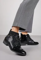 Botki damskie - Czarne Sznurowane Botki Vices w Eleganckim Stylu Viellie - miniaturka - grafika 1