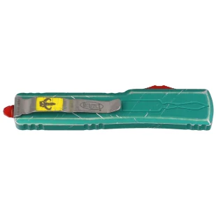 Nóż automatyczny OTF Microtech UTX-70 Bounty Hunter Hellhound T/E Signature Distressed Green Aluminium, Stonewashed M390 by Tony Marfione (419-10BH) - Noże - miniaturka - grafika 6