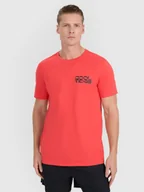 Koszulki męskie - 4F T-shirt regular z nadrukiem męski - czerwony L - miniaturka - grafika 1