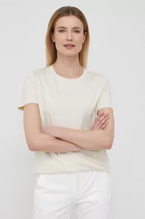 Koszulki i topy damskie - Calvin Klein t-shirt bawełniany kolor beżowy - grafika 1