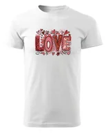Koszulki i topy damskie - Koszulka na Walentynki Kolorowe LOVE Biały XL - miniaturka - grafika 1