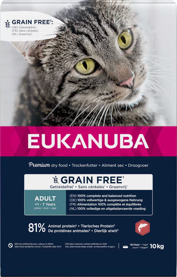 Eukanuba Adult Grain Free, z łososiem - 2 x 10 kg Dostawa GRATIS!