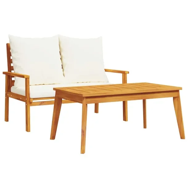 Zestaw Mebli Ogrodowych z Litego Drewna Akacjowego, Stół 103x58x45 cm, Ł