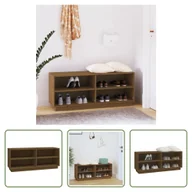 Szafki na buty - The Living Store Stojak na buty miodowy brąz 110x34x45 cm lite drewno sosnowe - miniaturka - grafika 1
