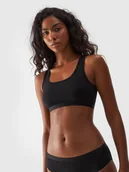 Biustonosze - 4F Biustonosz bawełniany (2-pack) damski - czarny S - miniaturka - grafika 1