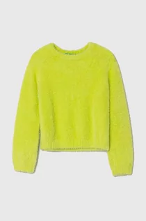 Swetry dla dziewczynek - United Colors of Benetton sweter dziecięcy kolor zielony - grafika 1