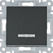 Wyłączniki światła i elektryczne - Wyłącznik pojedynczy podświetlany Hager LUMINA - czarny mat - miniaturka - grafika 1