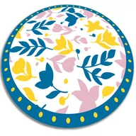 Dywany - Modny winylowy dywan okrągły abstrakcyjne kwiatki fi100 cm - miniaturka - grafika 1
