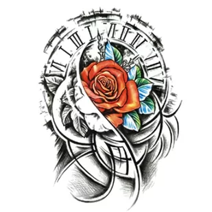 Tattou, Duży tatuaż zmywalny tymczasowy 21cm motyw Róża Zegar - Zabawki kreatywne - miniaturka - grafika 1