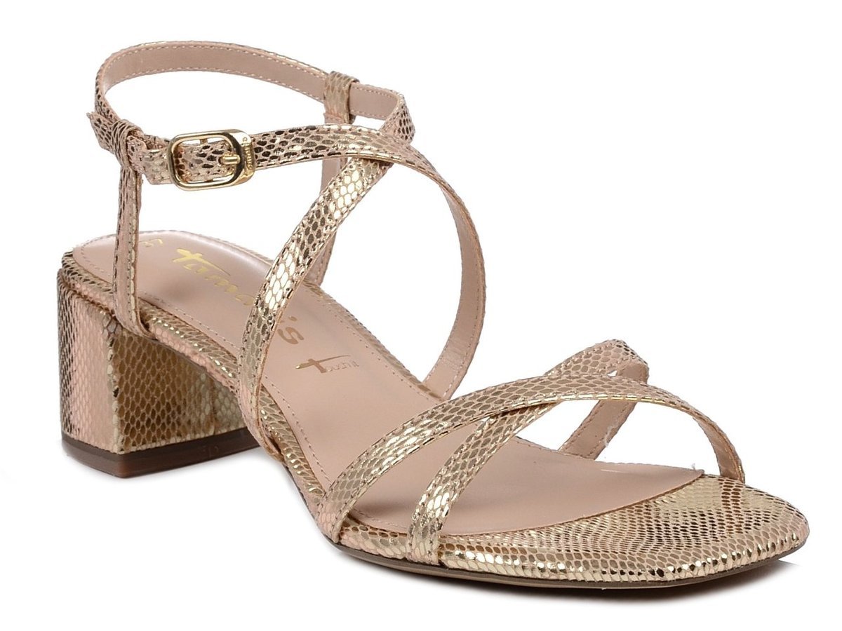 Sandały damskie na niskim obcasie złote Tamaris 28204-39