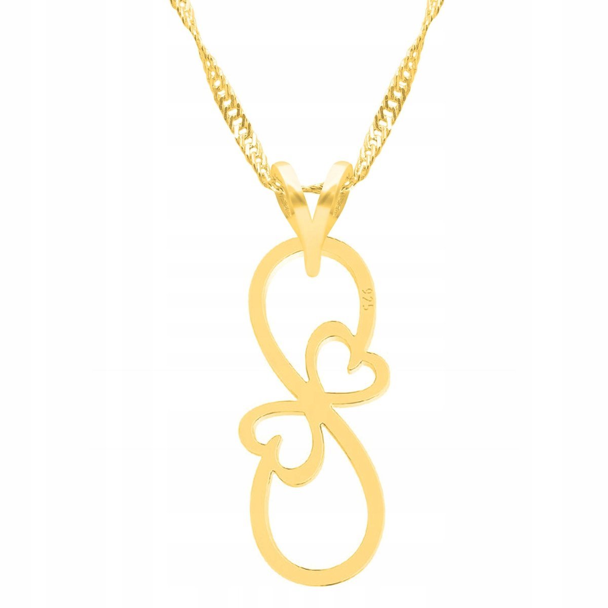 Złoty Naszyjnik z Sercami Serce Serduszka Nieskończoność Love SREBRO 925