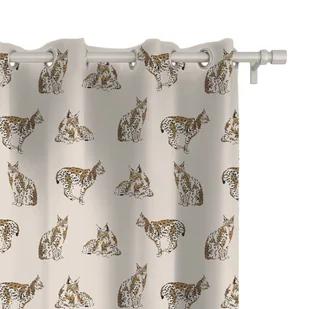 Zasłona AUTUMN wzór AT19 | rysie na beżowym tle 150 x 230 cm tkanina zaciemniająca - Zasłony - miniaturka - grafika 1