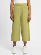 Spodnie sportowe damskie - Vila Spodnie culottes z lnem - VIPrisilla Kobiety wiskoza zielony jednolity, 36 - miniaturka - grafika 1