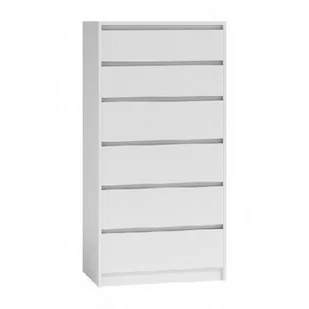 Topeshop Komoda szafka KARO, 6 szuflad, biała, 70x43x140 cm - Komody - miniaturka - grafika 1