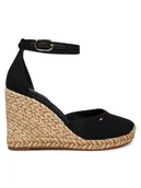 Espadryle damskie - Tommy Hilfiger Espadryle Flag High Wedge Espad Closed Toe FW0FW09225 Czarny - miniaturka - grafika 1