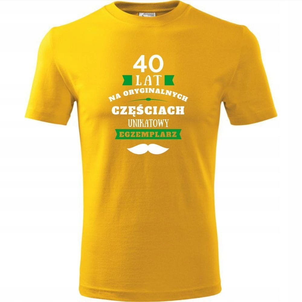 Męska Koszulka Nadruk 40 lat na oryginalnych częściach Prezent Urodziny żółty M