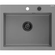 Zlewozmywaki - Mexen Elix zlewozmywak granitowy 1-komorowy 600 x 500 mm, szary, syfon czarny - 6525601005-71-B - miniaturka - grafika 1