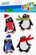Zabawki kreatywne - Craft With Fun, Ozdoba filcowa, samoprzylepna, Pingwi, Boże Narodzenie, 4 szt., 501377 - miniaturka - grafika 1