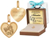 Zawieszki - Murrano Złota Zawieszka 333 Medalik Aniołek w Sercu Grawer ZZ-099 - miniaturka - grafika 1