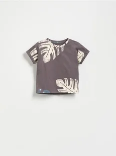 Reserved - Bawełniany t-shirt z nadrukiem - czarny - Bluzki dla niemowląt - miniaturka - grafika 1