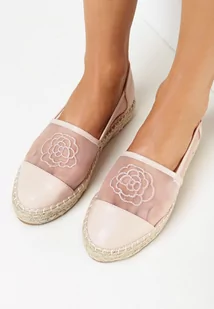 Różowe Espadryle na Plecionej Podeszwie z Siateczkową Cholewka Evarine - Espadryle damskie - miniaturka - grafika 1