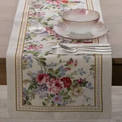 Obrusy i serwetki - Bieżnik obrus dekoracyjny gobelin 40x100 Eurofirany naturalny różowy ogrodowe kwiaty - miniaturka - grafika 1