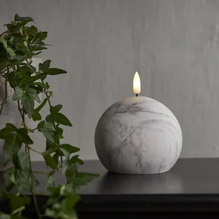 Świeca Led woskowa okrągła FLAMME MARBLE marmurowa 12cm - Świece - miniaturka - grafika 1