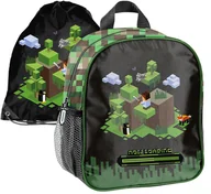 Plecaki szkolne i tornistry - ZESTAW przedszkolny Plecak Wycieczkowy Minecraft Press Start + Worek - miniaturka - grafika 1